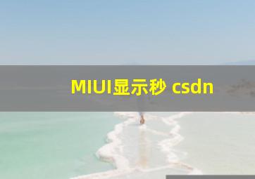 MIUI显示秒 csdn